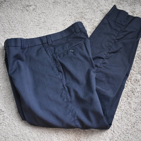 Calvin Klein- Men's Black Striped Dress Pants - Picture 1 of 5